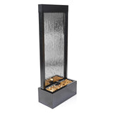 Mirror Waterfall Fountain with Stones & Lights - Zen Indoor/Outdoor Decor for Office
