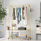 Gold Clothing Rack Modern Clothes Rack with 2- tier Shelf Clothes Display Racks