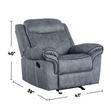 Zubaida Velvet Horizontal Upholstered Glider Recliner in 2-Tone Gray