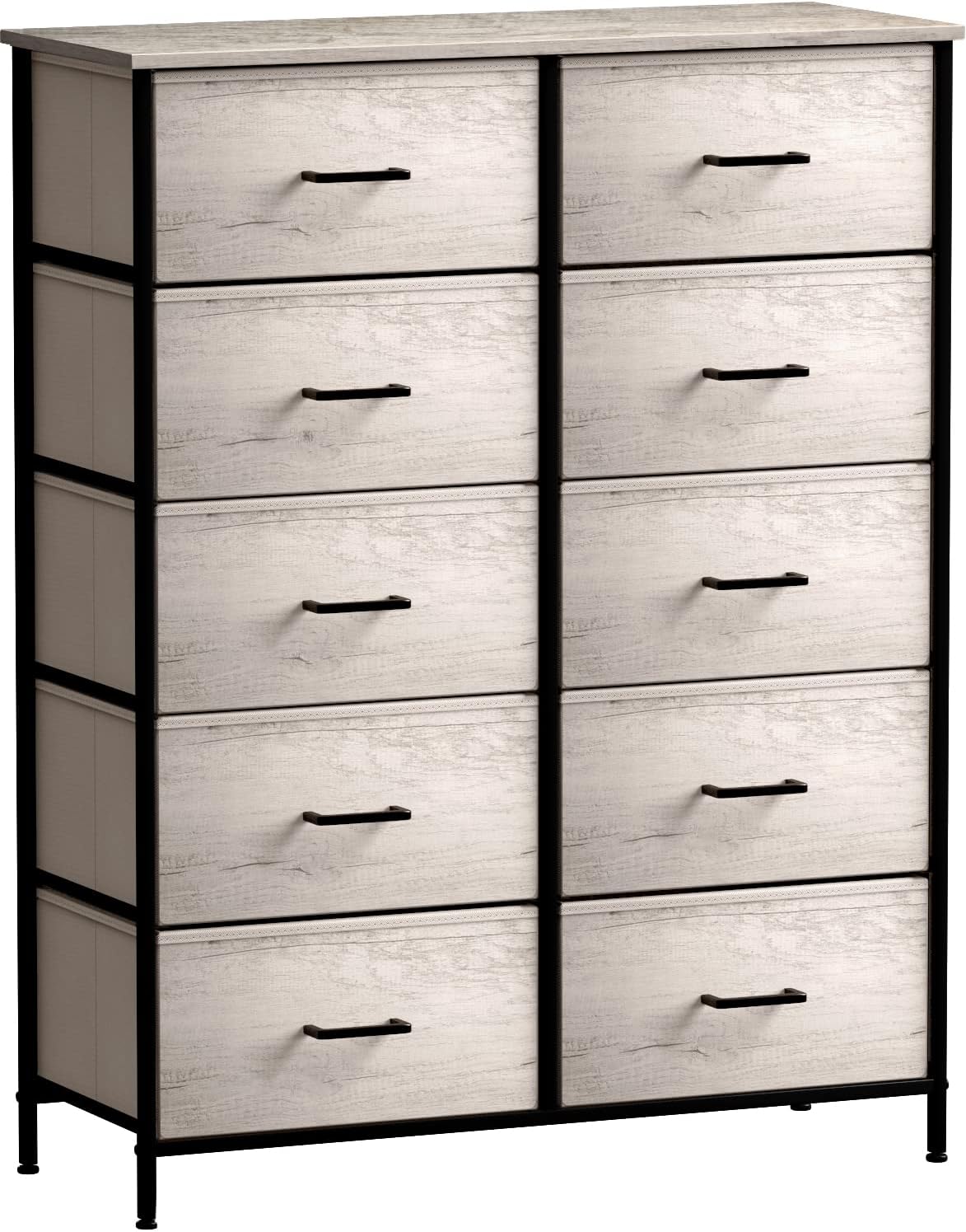Dresser with 10 Faux Wood Drawers - Chest Organizer Unit