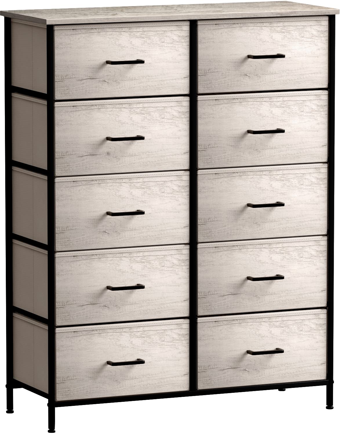 Dresser with 10 Faux Wood Drawers - Chest Organizer Unit