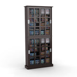 Windowpane Media/Storage Cabinet - Tempered Glass Pane Sliding Doors