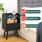 Night Stand with Fabric Drawer, Modern Nightstand, Bedside Tables