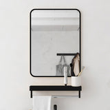 24 * 30inch Mirror Hangs Horizontally or Vertically Black Metal Framed Bathroom Mirror