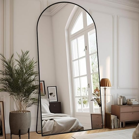 Arched Full Length Mirror, 76x34 Oversized Floor Mirror with Stand, Gold Mirror Full Length, Aluminum Full Body Dressing Mirror with Arched-Top, Leaning for Living Room, Bedroom