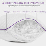 Cooling Shredded Memory Foam Pillow Queen Size - Adjustable Medium Firm Pillow