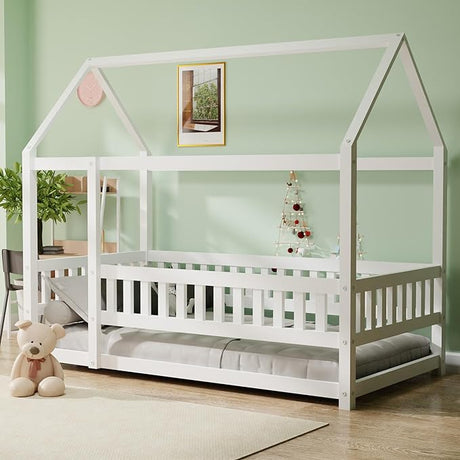 House Floor Bed Twin Size, Wood Montessori Floor Bed