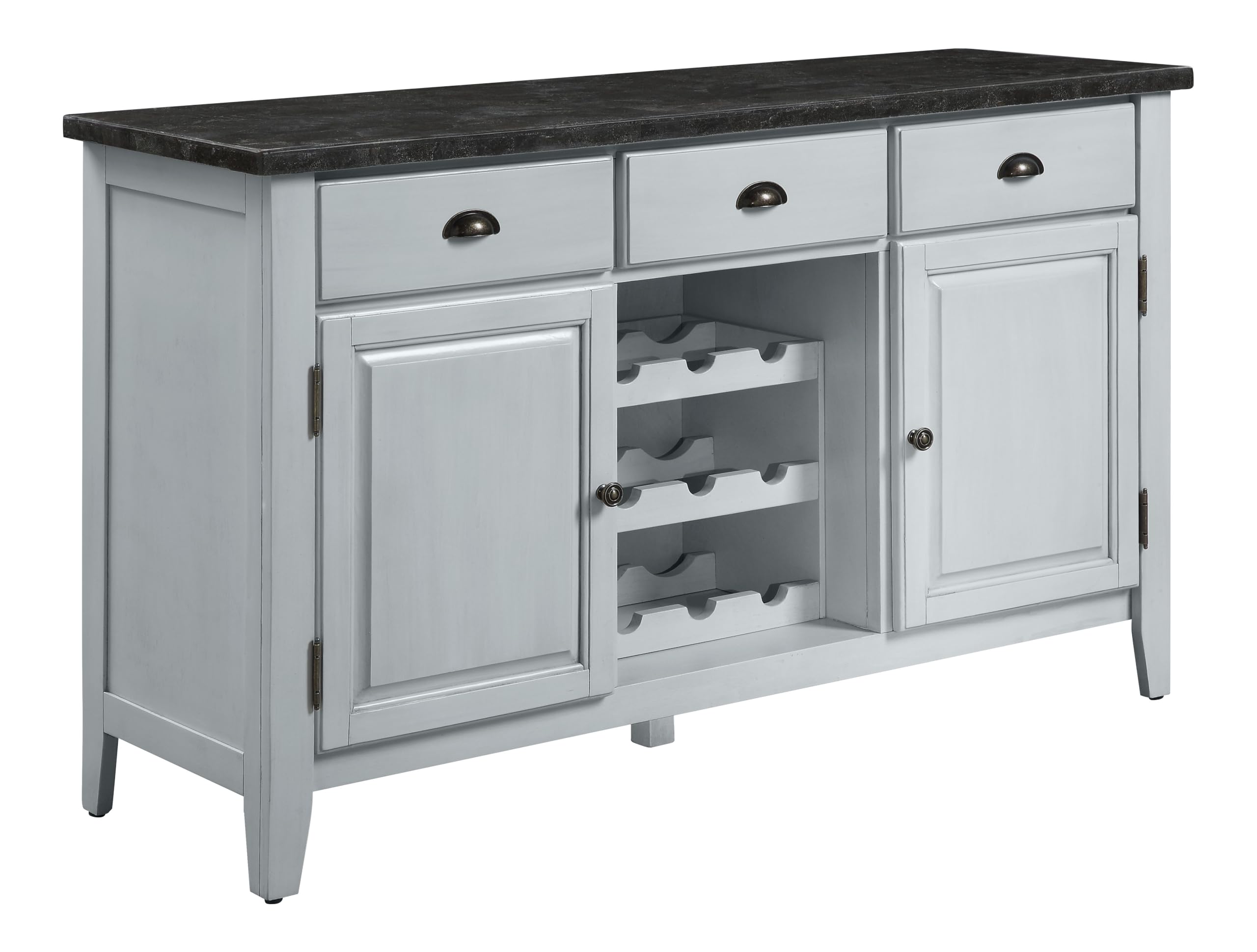Lanton Server in Marble & Antique White Finish