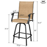 Patio Bar Stools Set of 2 All-Weather Outdoor Patio Furniture Set Counter Height Tall Patio