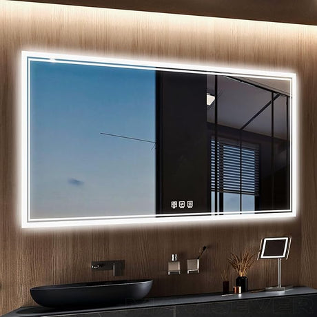 LED Bathroom Mirror 55"x 36",Front Lit and Backlit Bathroom Mirror with Lights,