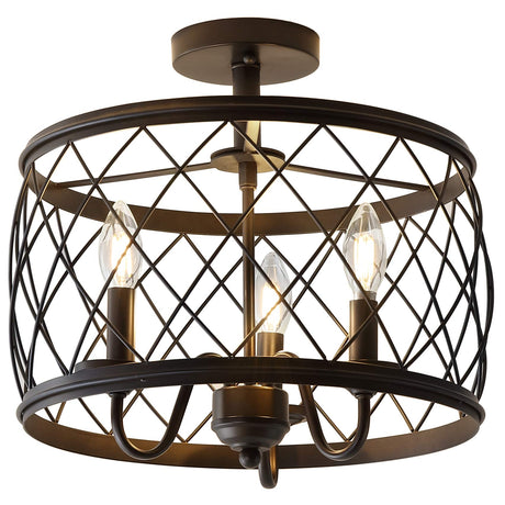 Eleanor 15" 3 Metal LED Semi Flush Mount Ceiling Traditional Dimmable