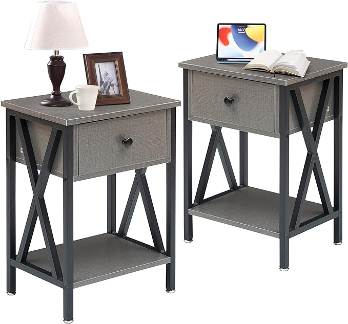 Nightstands Set of 2, Modern Bedside End Tables, Night Stands