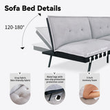 Opoiar Futon Sofa Bed,Memory Foam Couch Bed,Comfortable Grey Fabric Loveseat Sleeper Sofa for Dorm Apartment Office College Small Space Bedroom RV Living Room