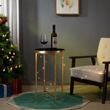 Small Round Metal Waterproof End Table, Accent Indoor&Outdoor Coffee Side Table