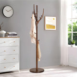 Unique Design Coat Rack Stand, Wooden Coat Rack Freestanding with 16.5" Round Base