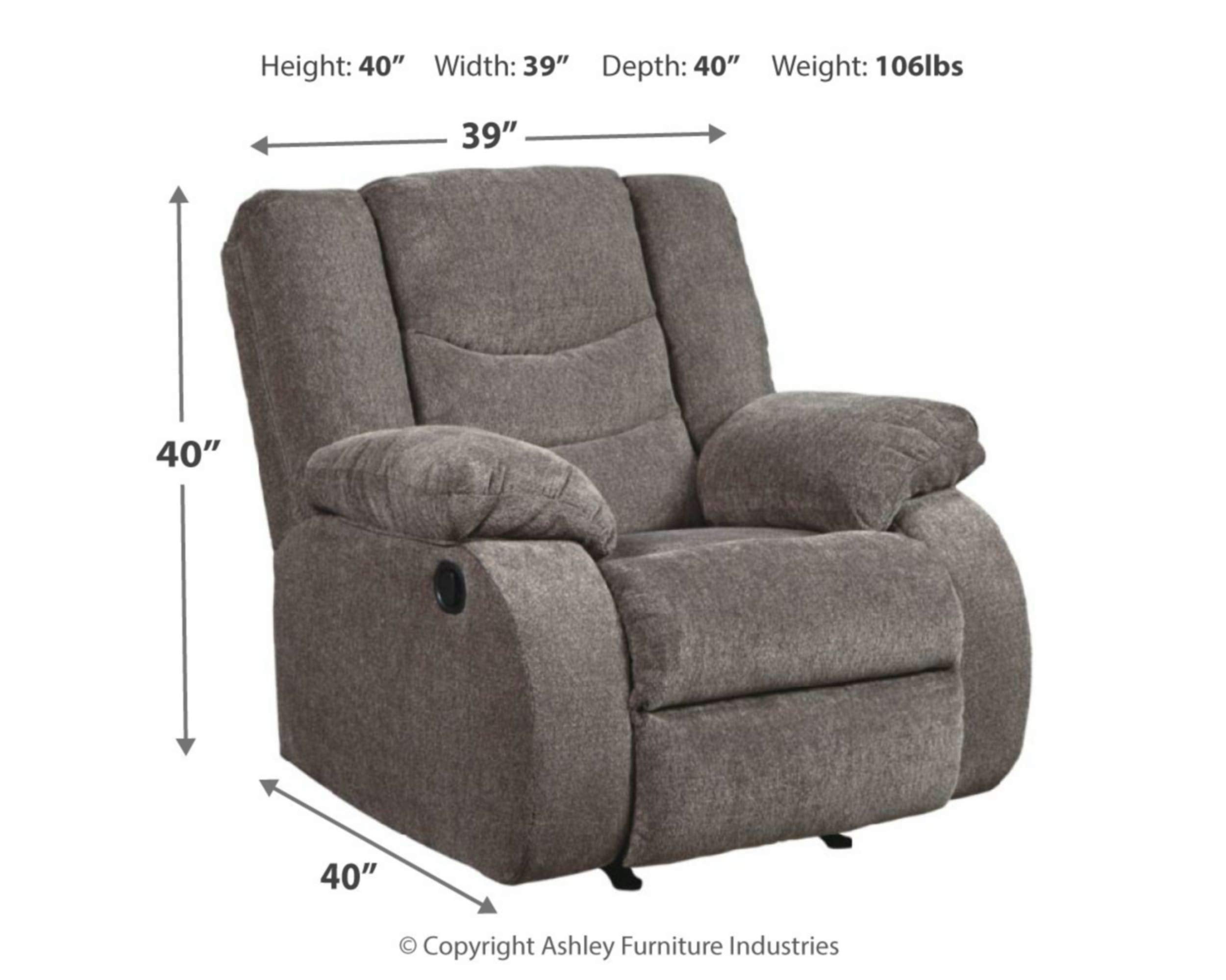 CushCloud Modern Rocker Recliner Chair with Waterfall Back & Pillow Top Arms
