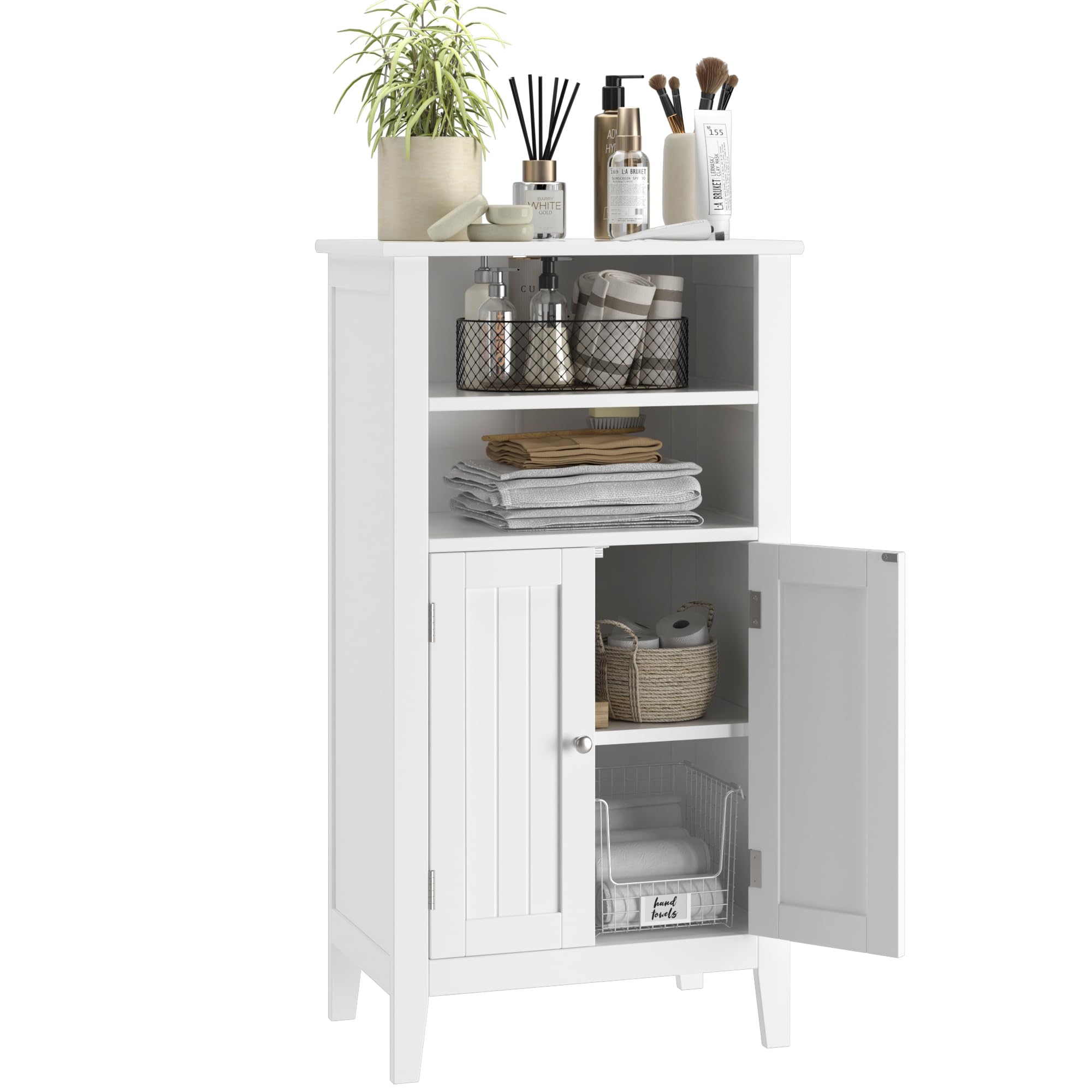 Bathroom Storage Cabinet, Free Standing Bathroom Cabinet with 2 Doors and Adjustbale