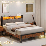 Queen Bed Frame, Queen Platform Bed Frame with Upholstered Headboard,