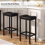 Bar Stools, Set of 2 Bar Chairs, Counter Height Stools, Saddle Stools