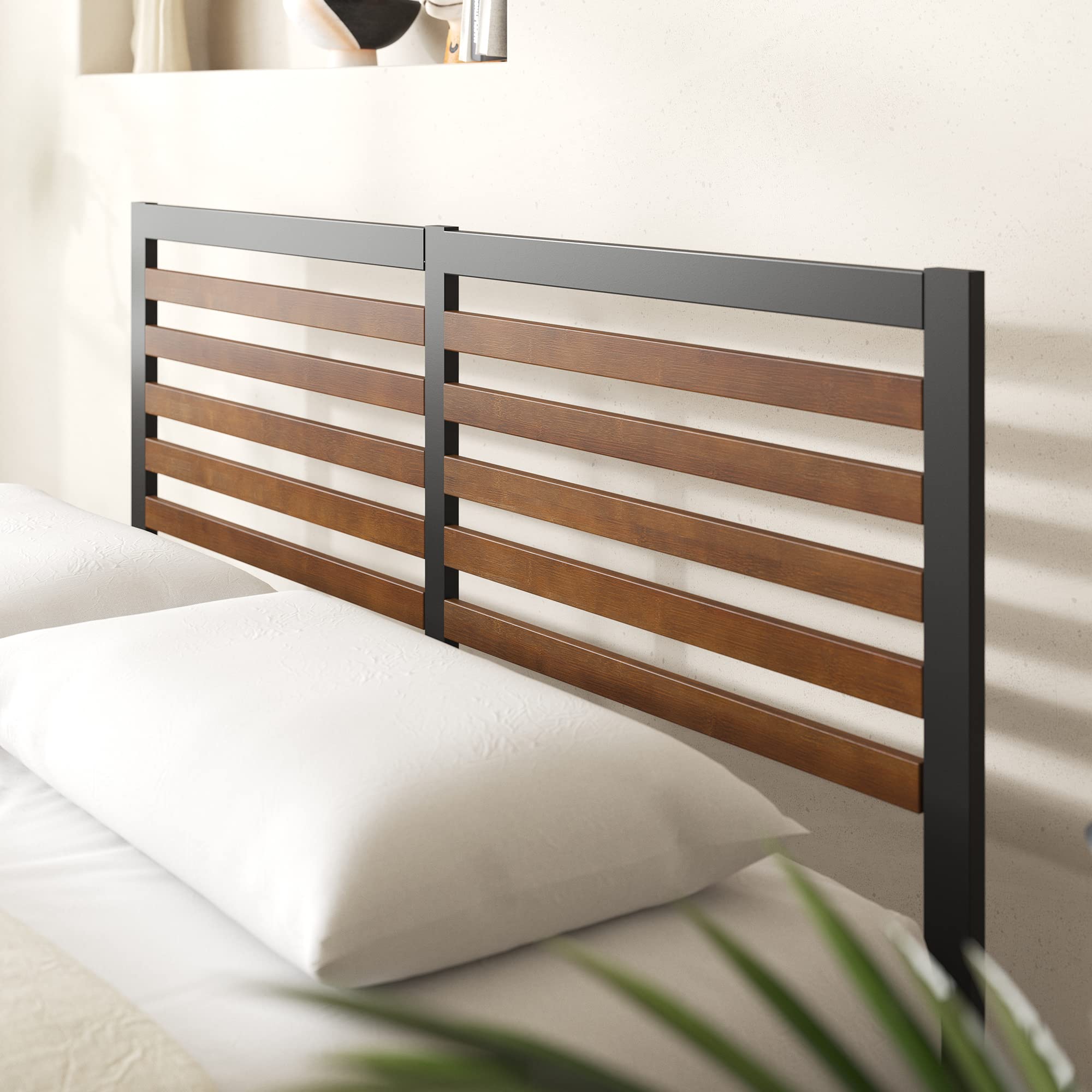 Kai Bamboo and Metal Platform Bed Frame with Headboard
