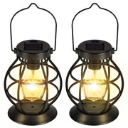 2 Pack Solar Lanterns Outdoor Hanging Lantern Lights, Metal Decor Lantern