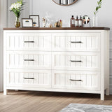 8 Drawer Dresser for Bedroom, Modern Dresser with Deep Drawers, Large White Dresser Farmhouse Wooden Double Dresser Chest of Drawers for Living Room, Hallway, Entryway (White, 8 Drawer)