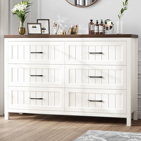 8 Drawer Dresser for Bedroom, Modern Dresser with Deep Drawers, Large White Dresser Farmhouse Wooden Double Dresser Chest of Drawers for Living Room, Hallway, Entryway (White, 8 Drawer)