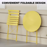 Garvee 3-Piece Outdoor Bistro Set, Folding Patio Bistro Sets with 1 Table and 2 Chairs, Metal Frame Bistro Table and Chairs Set of 2 for Small Space, Indoor, Outdoor, Porch, Lawn, Balcony, Yellow