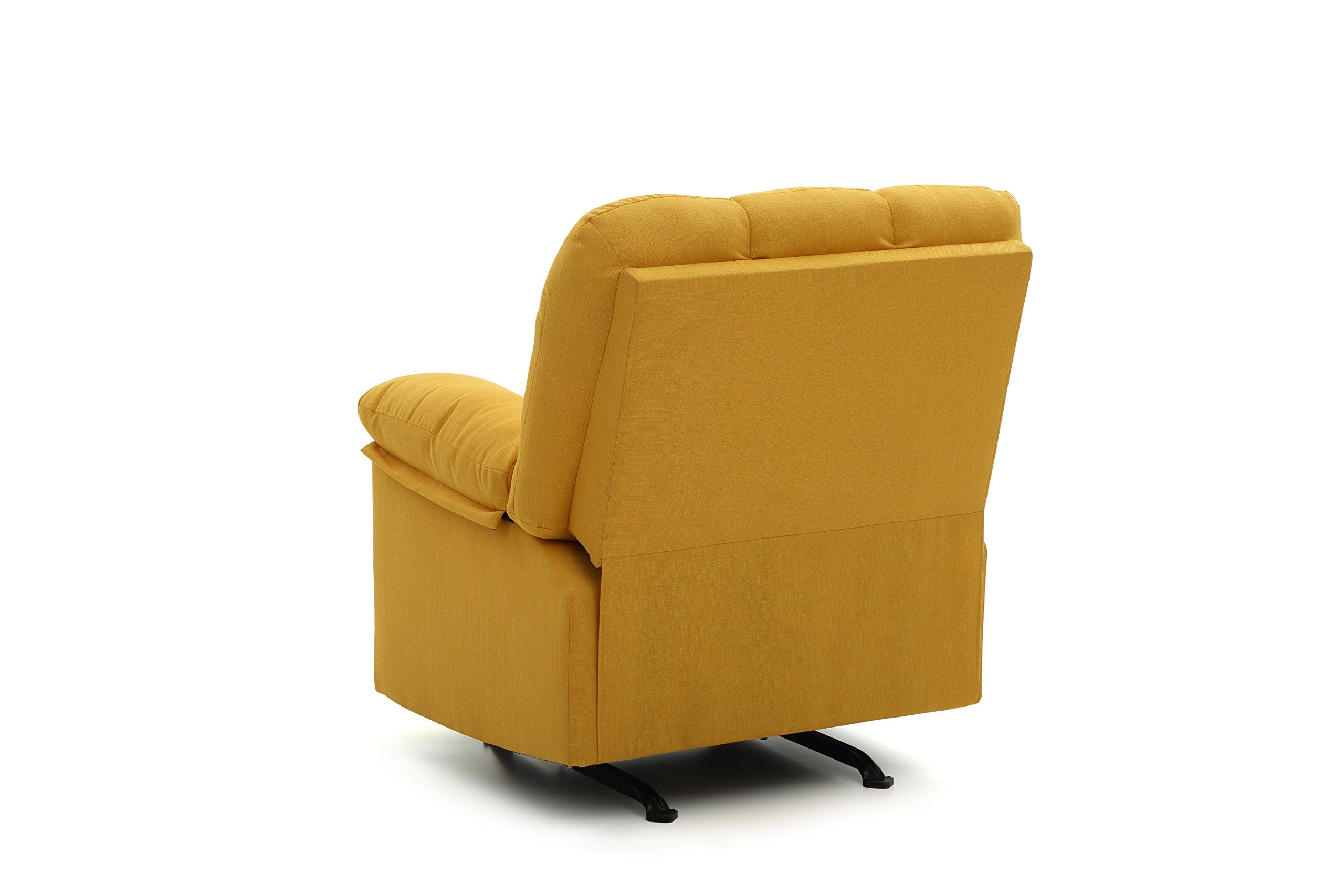 ComfyGlide Tufted Rocker Recliner Chair – Yellow Fabric with Padded Arms