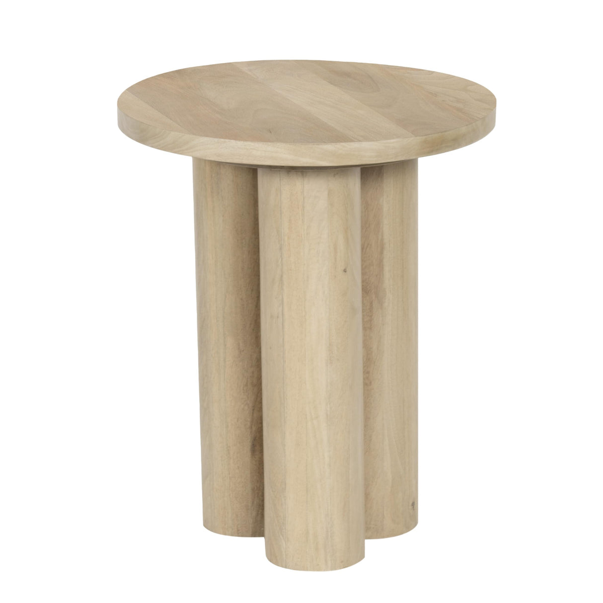 Hazel Side Table with 3 Pillar Legs, Handcrafted Natural Brown Mango Wood