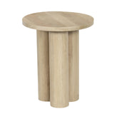 Hazel Side Table with 3 Pillar Legs, Handcrafted Natural Brown Mango Wood