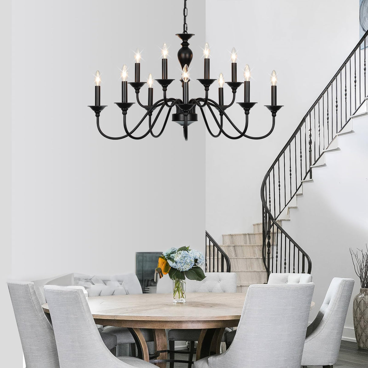 Black Farmhouse Chandeliers for Dining Room Light Fixtures Over Table