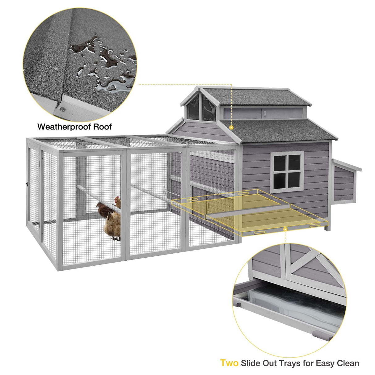 Extra Large Chicken Coop, Outdoor Rabbit Hutch Chicken Coop, Nesting Box