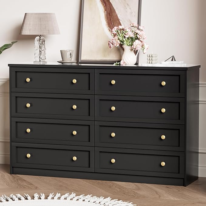 10 Drawer Dresser for Bedroom, 59.1" Wide Dressers & Chests of Drawers with Gold Handle,