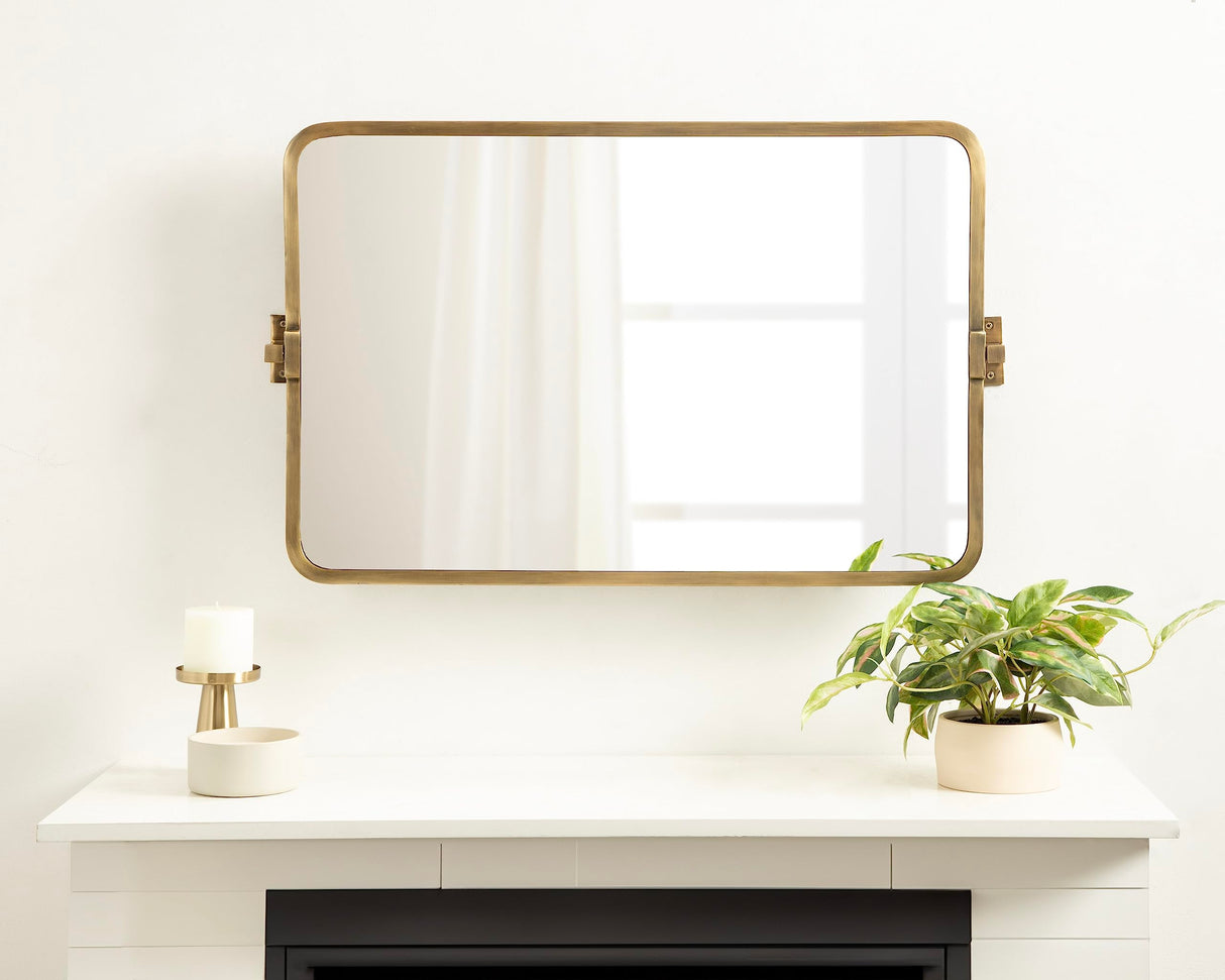 Elijah Modern Rectangular Pivot Wall Mirror, 38 x 24, Black, Decorative Adjustable Mirror