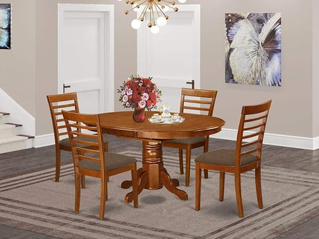 AVML7-SBR-C Avon 7 Piece Kitchen Set Consist of an Oval Table with Butterfly Leaf