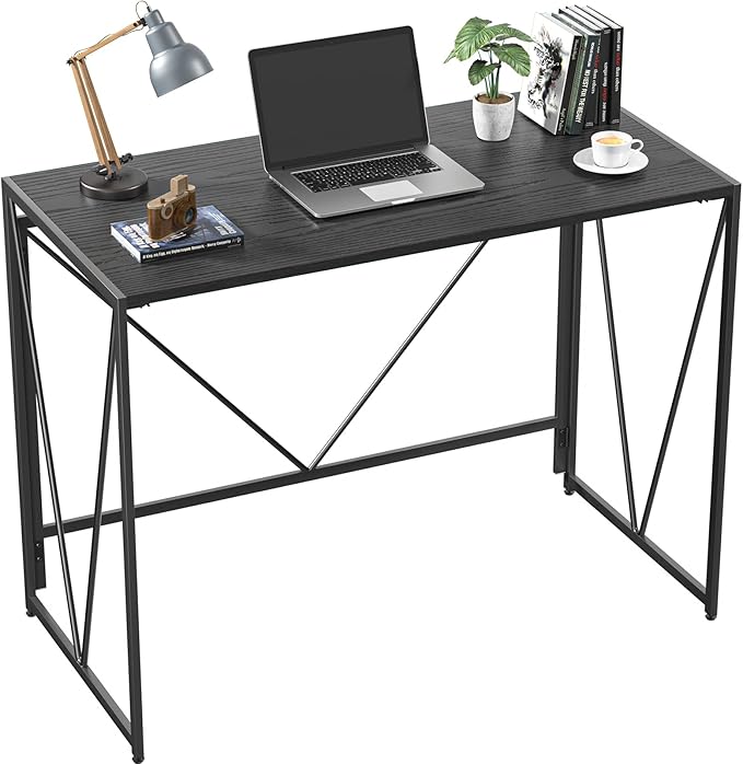 Folding Computer Desk 39 Inch, Foldable Study Writing Desk for Small Space