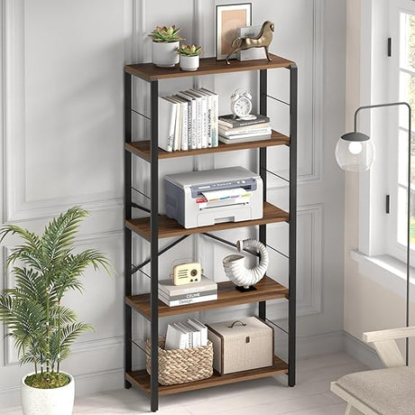 Small Bookshelf, 3 Tier Rustic Book Shelf with Storage, Industrial Low Short Bookcases