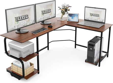 Reversible L Shaped Desk with Large Surface, 69 Inch Sturdy Corner Desk