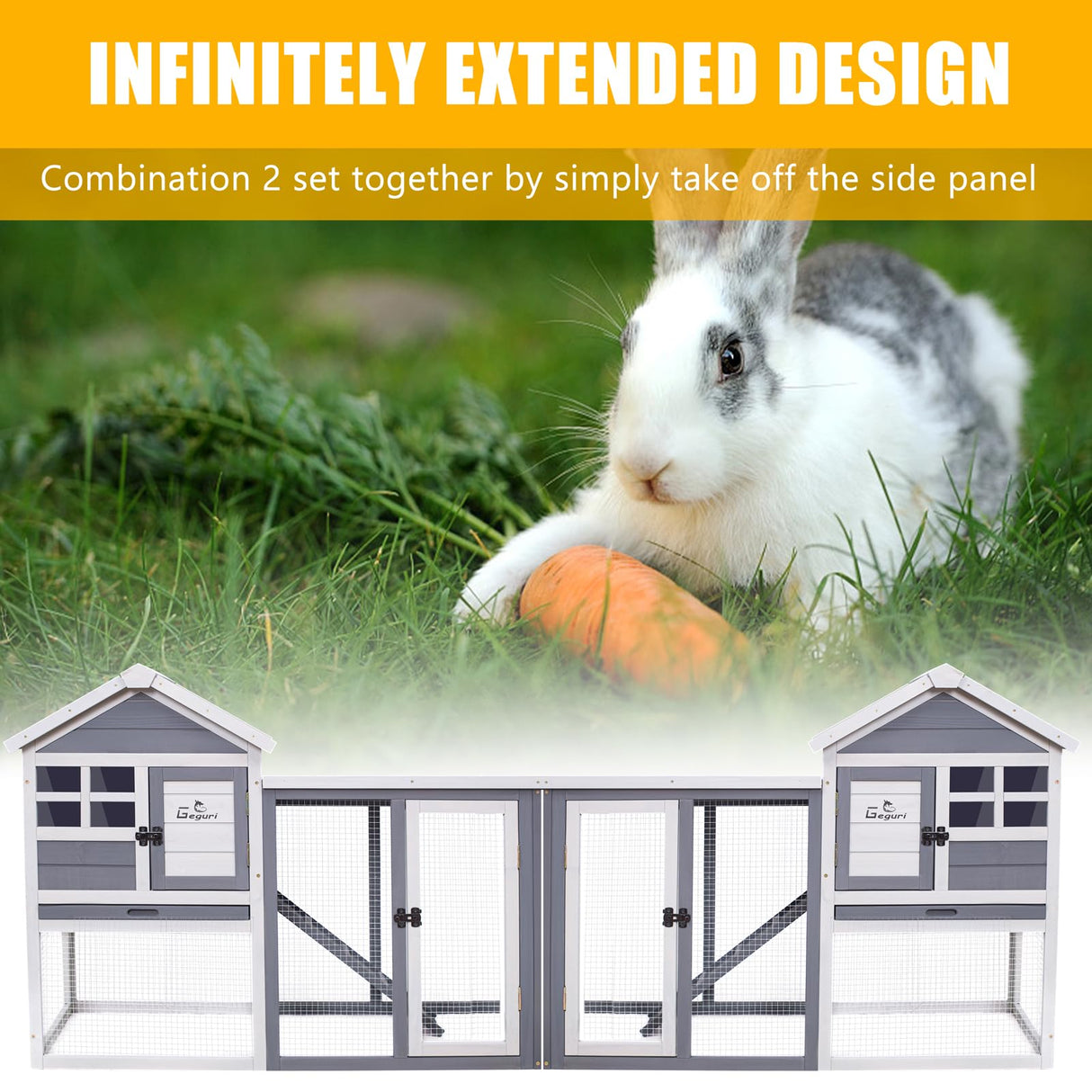 Rabbit Hutch Indoor Rabbit Cage Outdoor, Chicken Coop Bunny Cage