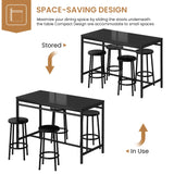 5-Piece Dining Table Set, Kitchen Table and Chairs Set for 4, Industrial Outdoor Bar