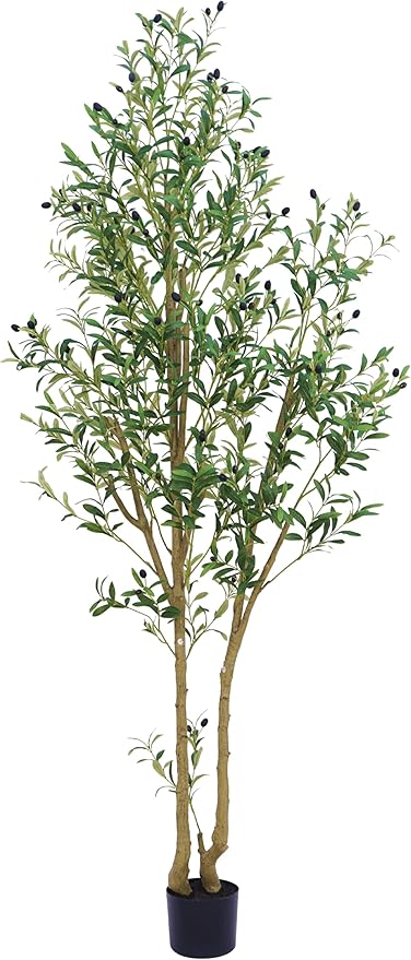 6ft Olive Tree, Olive Plant Artificial Indoor with 1296 Dense Leaves & 72 High-Simulated
