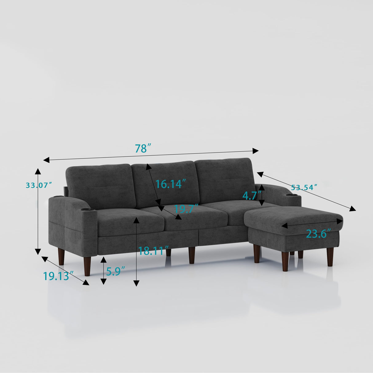 Sofa Couch, Sectional Couch Home Sofa for Living Room 3 Seater, Lounge Sofa