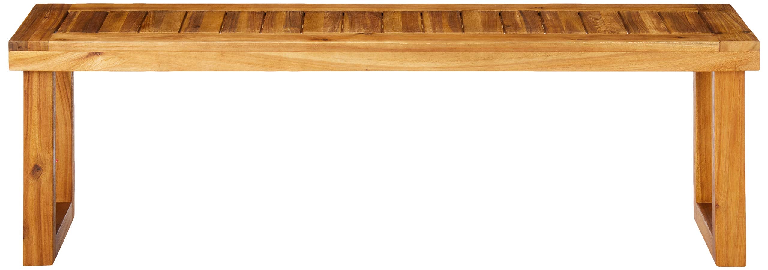 Kemp Outdoor Acacia Wood Bench, Sandblast Natural Finish
