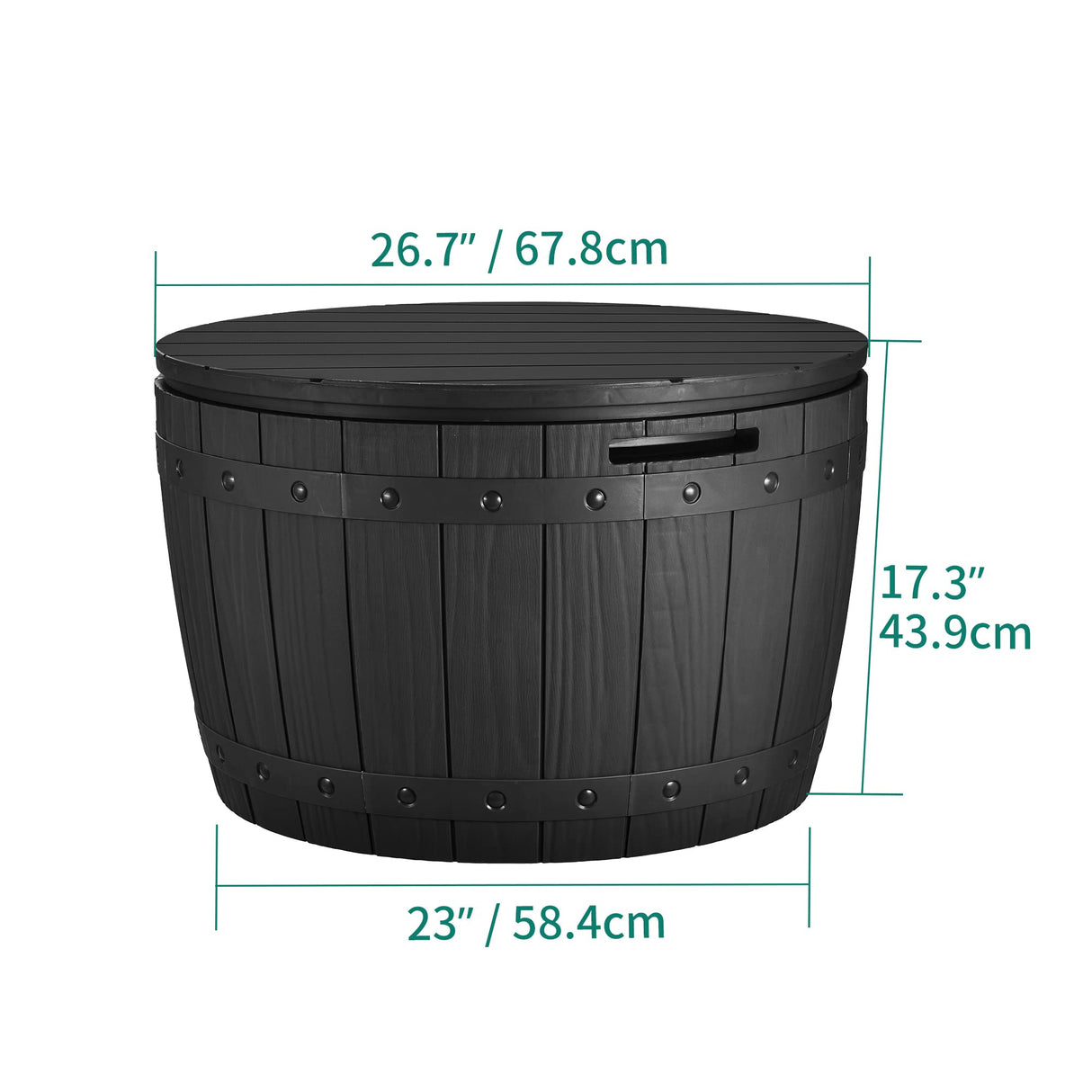 33 Gallon Round Deck Box, Outdoor Storage Box for Patio Furniture