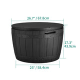 33 Gallon Round Deck Box, Outdoor Storage Box for Patio Furniture