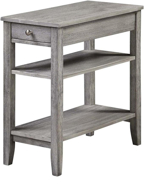 American Heritage 1 Drawer Chairside End Table with Shelves, 23.5"L x 11.25"W x 24"H