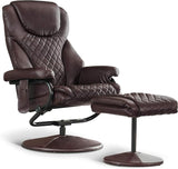 Recliner with Ottoman, Reclining Chair with Massage, 360 Swivel Living Room Chair Faux