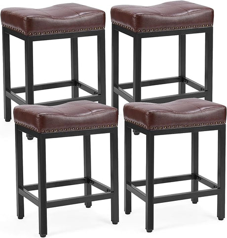 Bar Stools Set of 4， 24 inch Counter Height Bar Stools, Upholstered Modern Kitchen Barstools