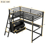 Kid’s Twin Metal Loft Bed with Desk and Cabinet Loft Bed Twin Size Bed Frames Loft